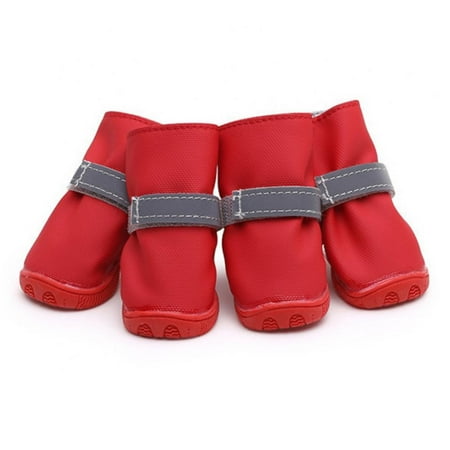 4PCS Pet Dog Shoes Waterproof Rain Shoes Reflective Anti-slip Pet Dog Snow Boots for Chihuahua Puppy Pug Pet Footwear