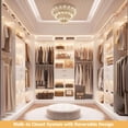 thumbnail image 6 of 5FT Closet Organizer System with Wooden Drawers, 60 Inches Walk In Closet System With 5 Hanging Rods, Can Fit 1.58 to 6.8 FT with Reversible Hanging Shelving, 6 of 9