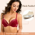 thumbnail image 2 of YANDW Push-up Padded Bras for Women Plunged Underwire Support Bra Add One Cups, Red 40D, 2 of 9