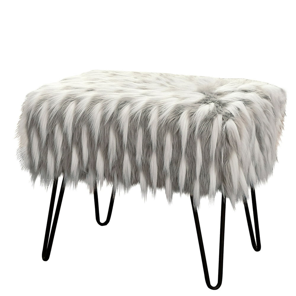 Serenta Feathery Faux Fur Ottoman