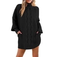 thumbnail image 4 of Pullover Sweaters for Women Oversized Crewneck Cable Knit Sweaters Fall Fashion Black XL, 4 of 6