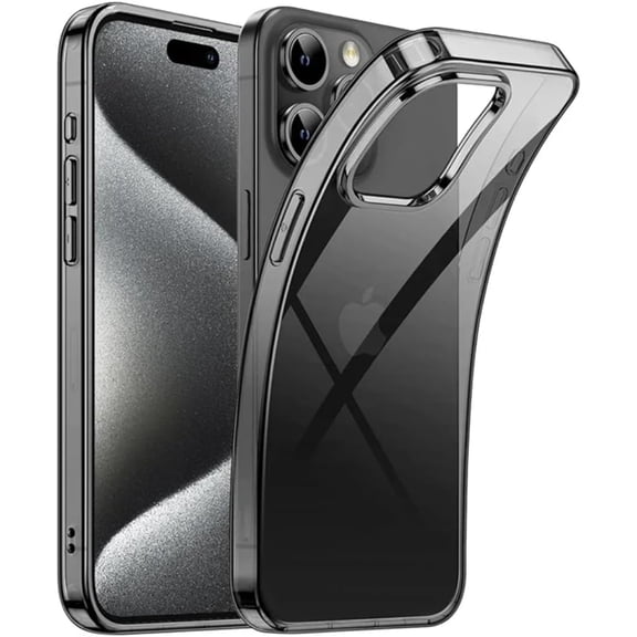 Transparent Black Silicone Soft TPU Case for iPhone 16 15 Pro Max Ultra Thin Case for iPhone 14 13 12 Mini 11 Pro Max(for iPhone 11 Pro/Transparent Black)