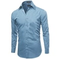 thumbnail image 2 of Men's Slim Fit Button Up Long Sleeve Solid Dress Shirt - Light Blue - L (16-16.5) 34/35 sleeve, 2 of 5