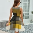 thumbnail image 6 of Beige And Black And Yellow Squares Sleeveless Dress Women Summer Evening Dresses Ladies Sundress, 6 of 7