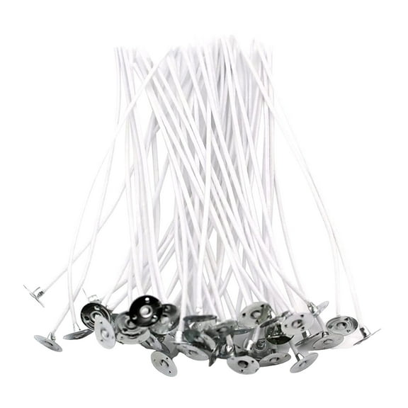 100 Pcs Functional Candle Wicks Set - Waxed Wicks with Metal Tabs, Various Sizes, Ideal for Pillar Candle Making, DIY, Low Smoke