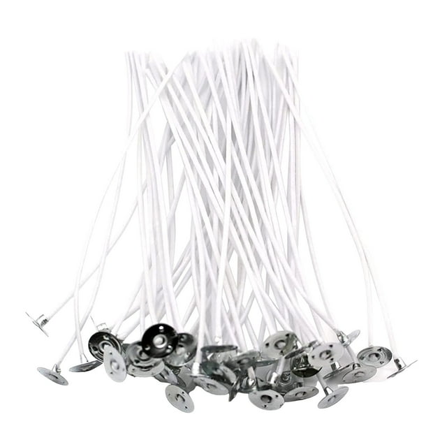 100Pcs Functional Candle Wicks Waxed Wick With Metal Sustainer Tabs For Pillar Candle Making And Candle DIY 8cm/3.2in 12cm/4.7in 20cm/8in Candle Wicks 100 Pcs Centering Device Crafts for Girls Ages