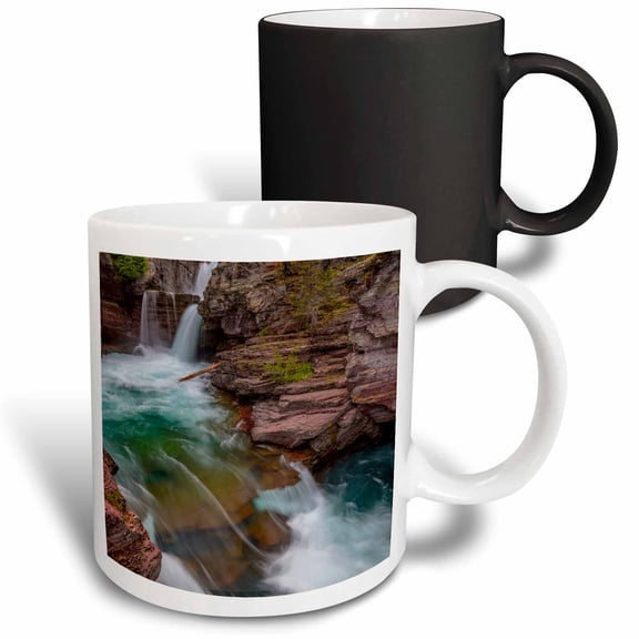3drose, St Mary Falls in Glacier National Park, Montana, Usa, 11oz Magic Transforming Mug