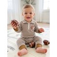 thumbnail image 3 of RUINIXCW Baby Boy Romper Long Sleeve Zip Front Football Embroidery Stripes Print Jumpsuit Newborn Footless Pajamas, 3 of 8
