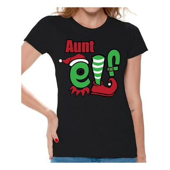 Awkward Styles Xmas Shirts for Women Christmas Aunt Elf T-Shirt
