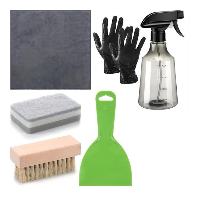 Kit de Limpieza de Lápidas de 6 Piezas para la Limpieza de Tumbas. Incluye un Paño de Microfibra y una Botella con Pulverizador.