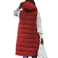 thumbnail image 3 of Colisha Women Jacket Vest Hooded Neck Coat Sleeveless Waistcoat With Pockets Outdoor Plain Outwear Red XL, 3 of 3