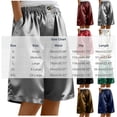thumbnail image 5 of Costeam Womens Knee Length Shorts Solid Color Satin Loose Straight Leg with Side Pockets Elastic Waist Lightweight Smooth Soft Casual Bermuda Shorts Summer Lounge Bottoms, 5 of 6