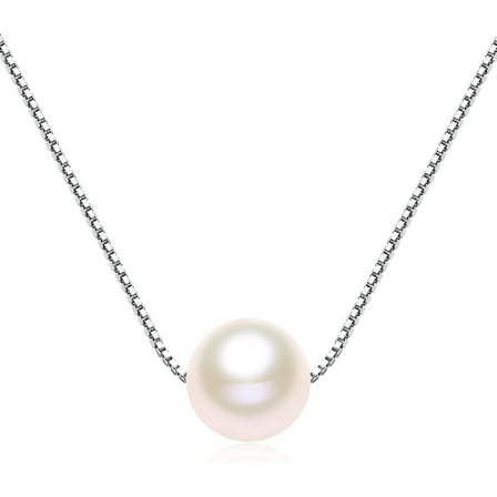 Luxurious Single Pearl Necklace - 7-8mm Freshwater Cultured Pearl on 925 Sterling Silver Box Chain | AAA Quality, Handmade Jewelry for Women