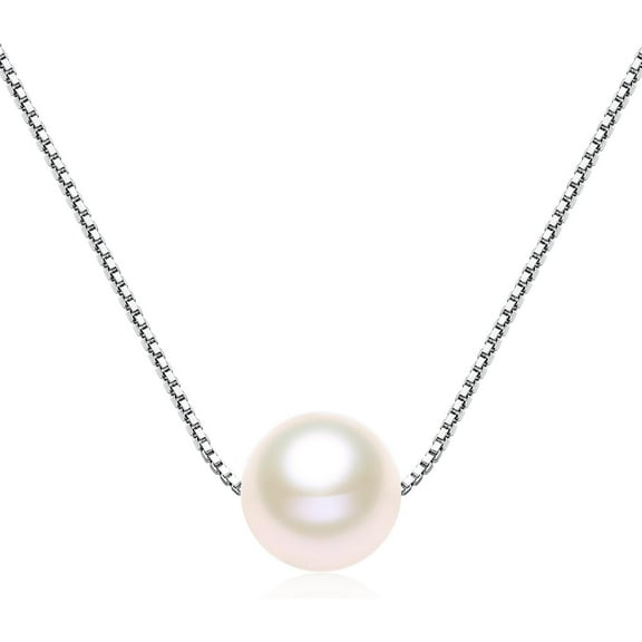 Luxurious Single Pearl Necklace - 7-8mm Freshwater Cultured Pearl on 925 Sterling Silver Box Chain | AAA Quality, Handmade Jewelry for Women