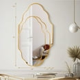 thumbnail image 3 of TEWLOSS Gold Wall Mirror 46"x26" Scaloped Bathroom Mirrors Metal Frame, 3 of 9