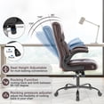 thumbnail image 3 of CONCETTA Ergonomic Executive Office Chair - High Back PU Leather Desk Chair with Adjustable Lumbar Support, Soft Padded Seat, Swivel & Rolling Wheels, Brown, 3 of 6