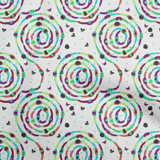 oneOone Polyester Spandex Turquoise Green Fabric Abstract Circle Craft Projects Decor Fabric Printed By The Yard 56 Inch Wide