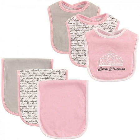 UPC: 0660168508574 | Hudson Baby Infant Girl Cotton Bib and Burp Cloth Set 6pk  Princess  One Size