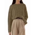 thumbnail image 2 of Womens Sweaters Fall Knit Long Sleeve Crewneck Oversized Sweater Pullover Loose Outfits Camel Color One size, 2 of 8