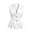 thumbnail image 6 of Stamzod Blazers for Women Business Casual Summer Sleeveless Dress Jacket V-Neck Lapel Ruffled Blazer with Bow Pockets White XL, 6 of 7