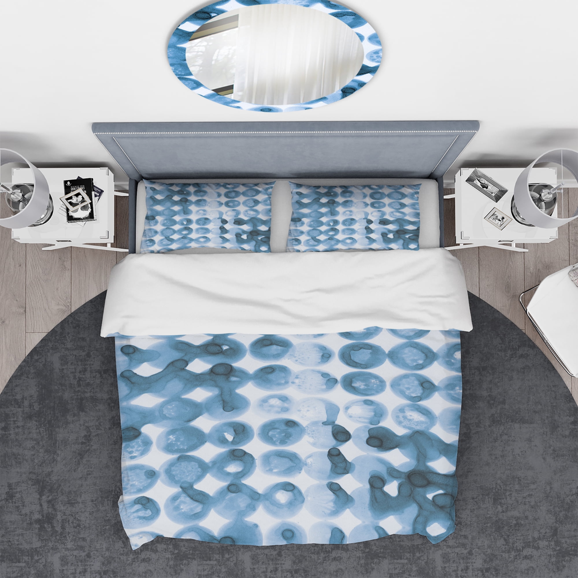 Designart 'Indigo watercolor geometrical VI' Geometric Duvet Cover Set
