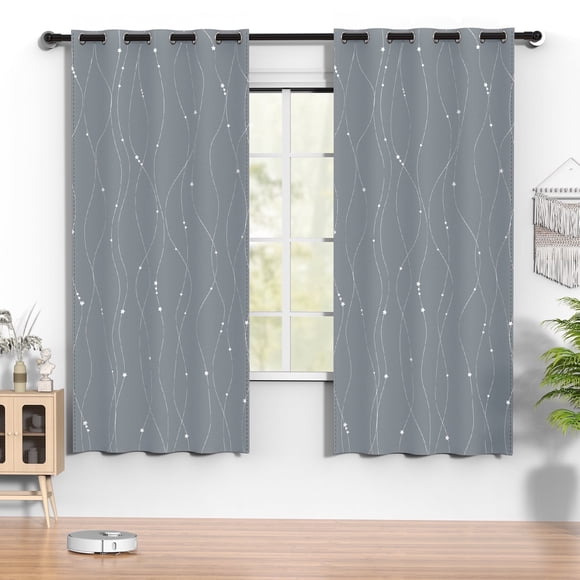 Blackout Cortinas 52 x 72 Pulgadas, Juego de Cortinas Térmicas Aisladas Negras de 2 Paneles, Cortinas Que Reducen el Ruido y Oscurecen la Habitación para Recámara, Sala de Estar, Protección de Privac