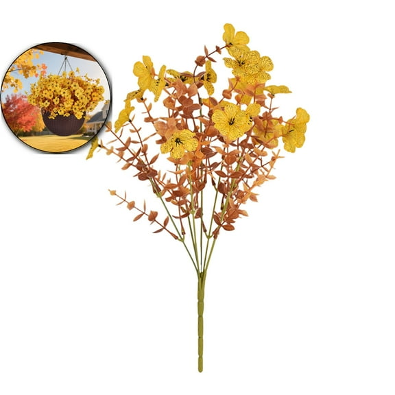 Artificial Fall Mums Outdoor UV Resistant, Fake Silk Plants No Fade Faux Greenery for Garden Porch Patio, Autumn Thanksgiving Christmas Home Decor