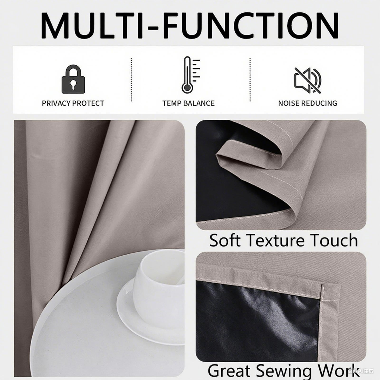 Fmbmuo Perforated Style Black Out Curtains Thermal Insulation Beige Blackout Decorations， Tab Machine Washable 1 pcs Minimalist Window Curtains， Bedroom/Living Room,79 Inch