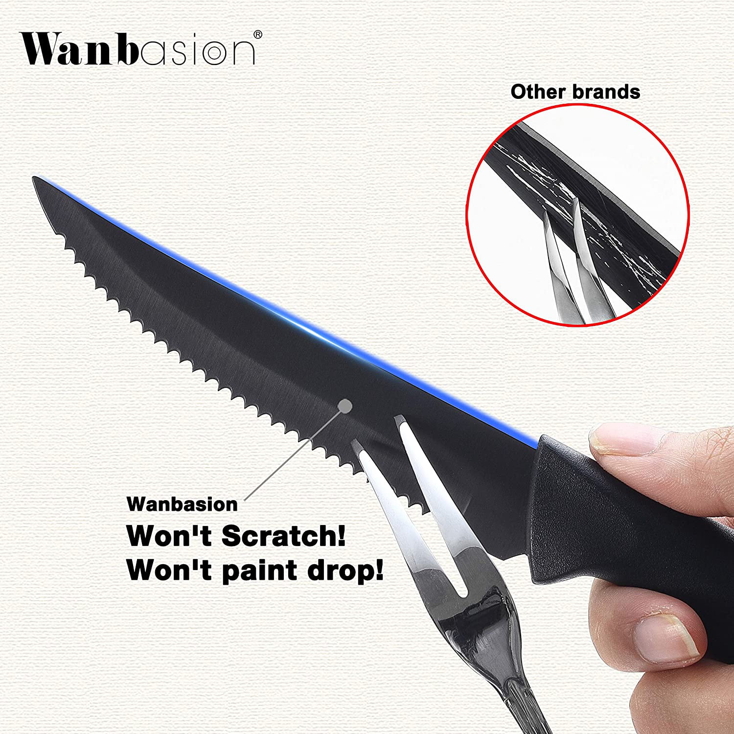 Wanbasion Black Stainless Steel Knife Set, Sharp Kitchen Knife Set Pro –  Mega Mart Center