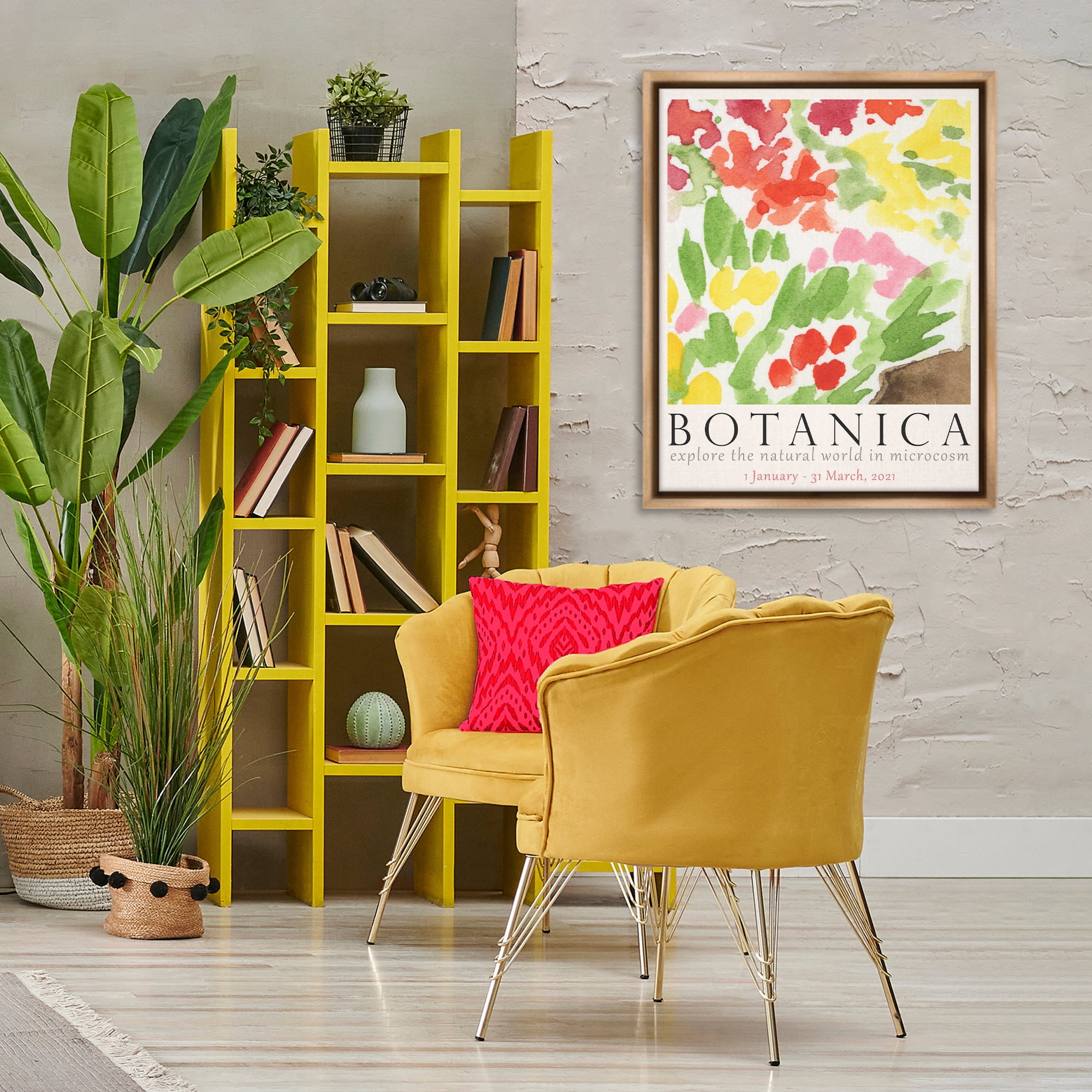 Stupell Industries Botanica Floral Museum Plants & Flowers Painting Brown Floater Framed Canvas Art Print Wall Art, 25 x 31