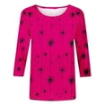 thumbnail image 4 of JTZGDY Fall Womens Tops 3/4 Sleeve Dressy Casual Floral Printed T-Shirts Loose Oversized Basic Crewneck Tunic Blouse Trendy Cotton Pullovers Hot Pink XXL, 4 of 9