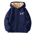 thumbnail image 2 of SGMVNU Boys and Girls Fall Winter Jackets Boys Girls Sweatshirt Hoodie Jacket with Pockets Casual Loose Zipper up Hooded Jackets Winter Warm Coats Size 4-5 Years, Color lz1023_A-Dark Blue, 2 of 4