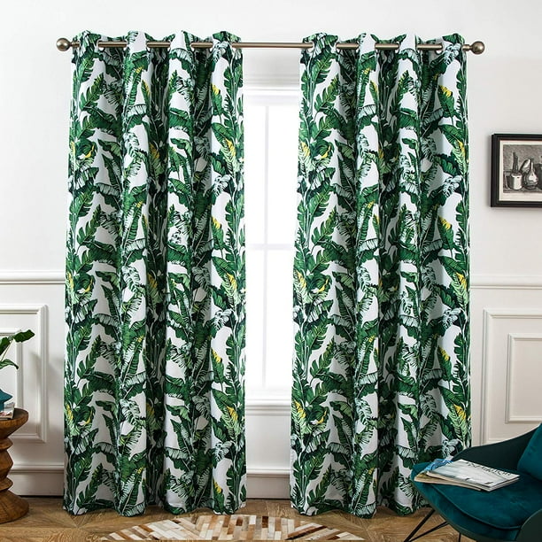 DriftAway Tropical Leaves Botanic Pattern Blackout/Room Darkening Grommet Lined Thermal