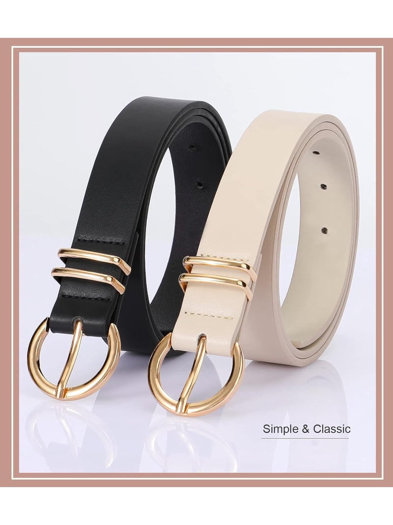 5978 Women Leather Belt For Jeans, Dresses, Fashion With Gold 2 Pack Women main image 3