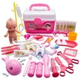 thumbnail image 1 of Trousse de Médecins pour Tout-Petits 3-5, Ensemble de Jeu de Dentiste 43 Pcs pour Enfants, Jeu de Rôle de Rôle, Sons de Battement de Cœur Réalistes, Matériaux Sûrs, Étui de Rangement Portable, Cadeau Éducatif pour Enfants 2-8, 1 of 6