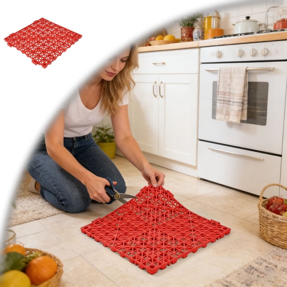 Drainage Mat Modular Interlocking Cushion 11.8" x 11.8" Interlocking Garage Floor Tiles Non- Splicing Interlocking Rubber Floor Tiles for Drain, Deck, Pool, Outdoor/Indoor