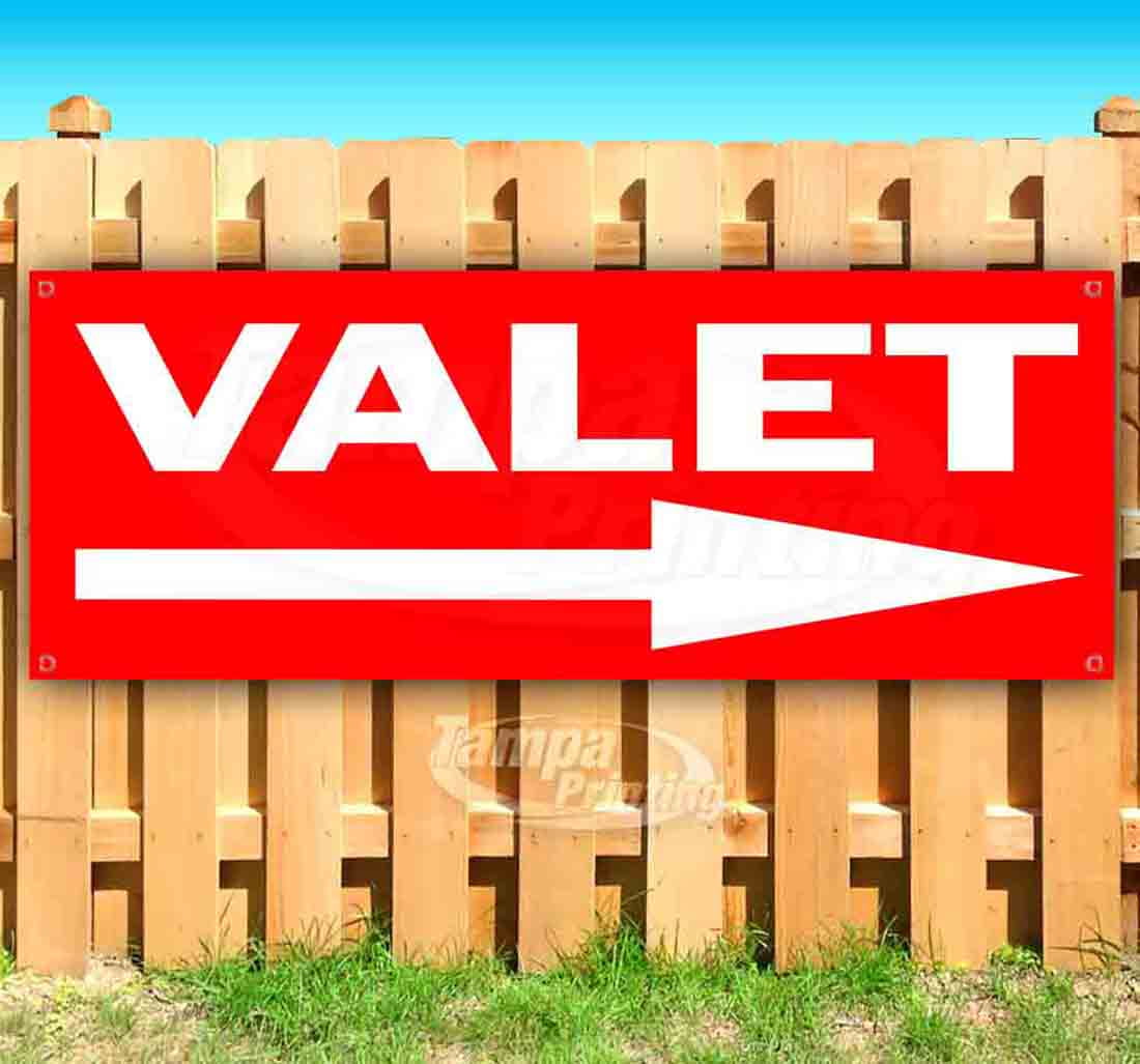 Non-Fabric Valet 13 oz Banner Heavy-Duty Vinyl Single-Sided with Metal Grommets Non-Fabric Valet 13 oz Banner Heavy-Duty Vinyl Single-Sided with Metal Grommets