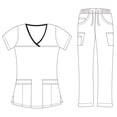 thumbnail image 3 of Dagacci Medical Uniform Women's Scrub Set Stretch Contrast Binding Top and Pants (Black, XX-Small), 3 of 3