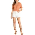 thumbnail image 2 of INSPIRE CHIC Women's Button Shirt V Neck Full Placket Short Sleeve Floral Top Orange XL, 2 of 6