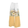 thumbnail image 4 of YUANGUANST Women's Wide Leg Pants Womens Wide Leg Palazzo Pants Boho Floral 2025 Summer Beach Culottes Flowy Casual Trousers For Vacation Business Work Casual Pants, 4 of 4