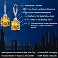 thumbnail image 2 of Gem Stone King 925 Silver and 10K Yellow Gold Yellow Citrine and Moissanite and Lab Grown Diamond Dangle Earrings for Women | 13.46 Cttw | Gemstone November Birthstone | Cushion 12MM, 2 of 6