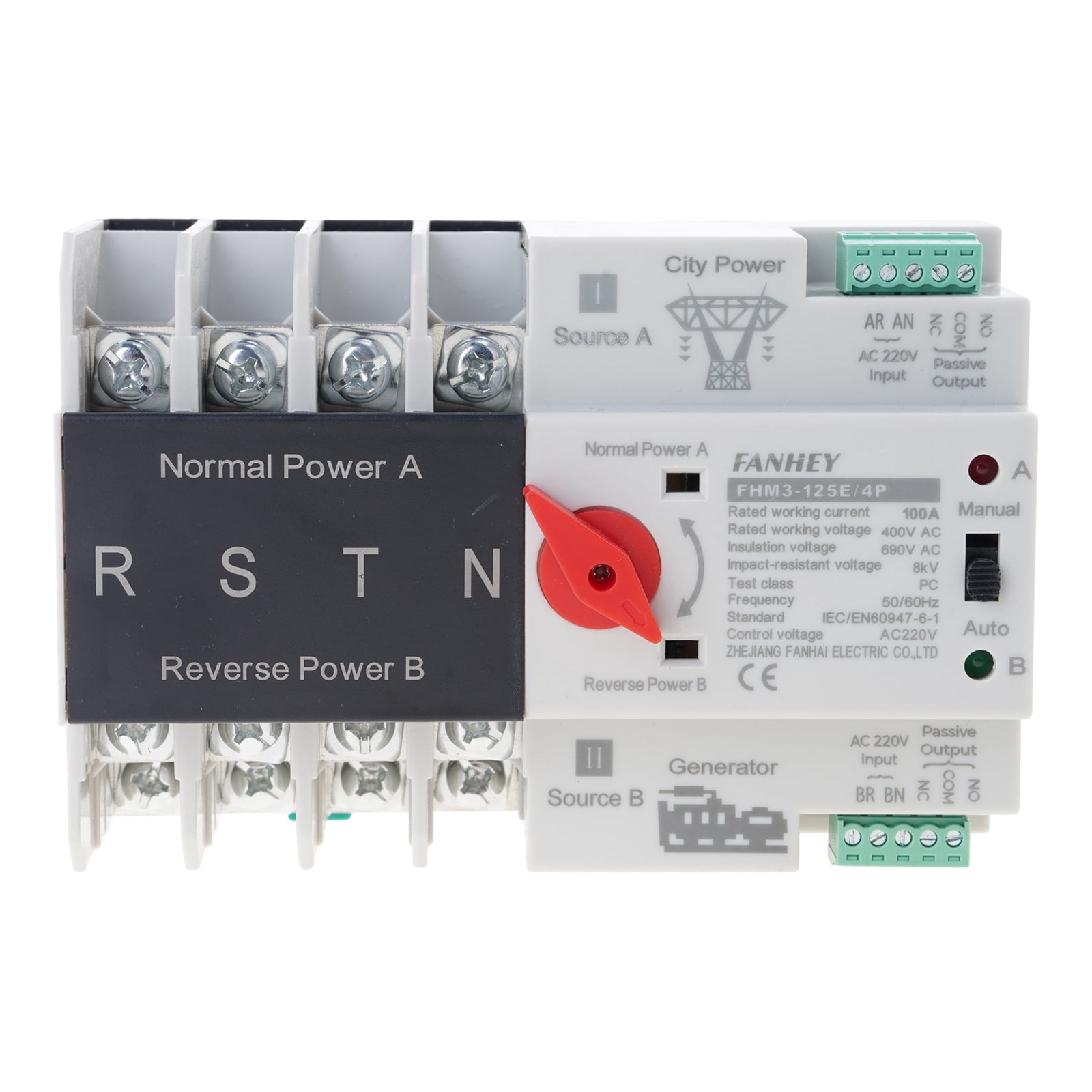 4P Automatic Transfer Electrical Selectors Switches Din Rails Mount Double Power Switches Generator Changeover Switches