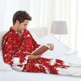 thumbnail image 4 of Wukai Red Maple Leaf Men's Long-Sleeve Pajama Set - Comfortable Sleepwear with Button-Down Shirt and Pants-X-Large, 4 of 6