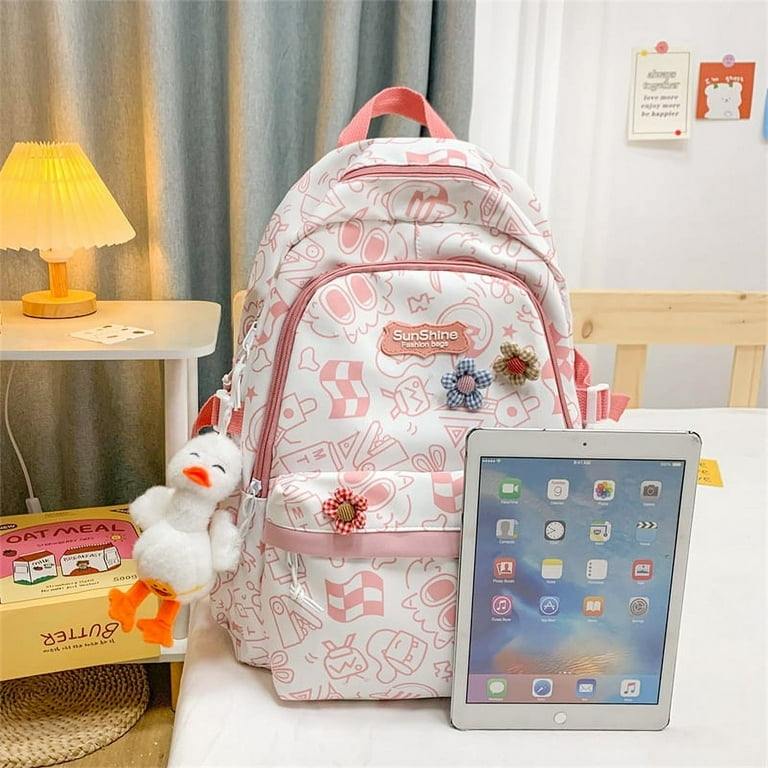 Backpack Ins Cute Graffiti High School Junior High School Large Capacity Trendy Backpack Elementary School Student Simple School Bag