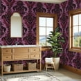 thumbnail image 4 of Vintage Peel and Stick Wallpaper 23.6in x 9.8ft Purple Black Baroque Damask Ornate Floral Motifs Contact Paper Vinyl Waterproof Self Adhesive Wall Paper for Bedroom Shelf Cabinet Renter Friendly, 4 of 8