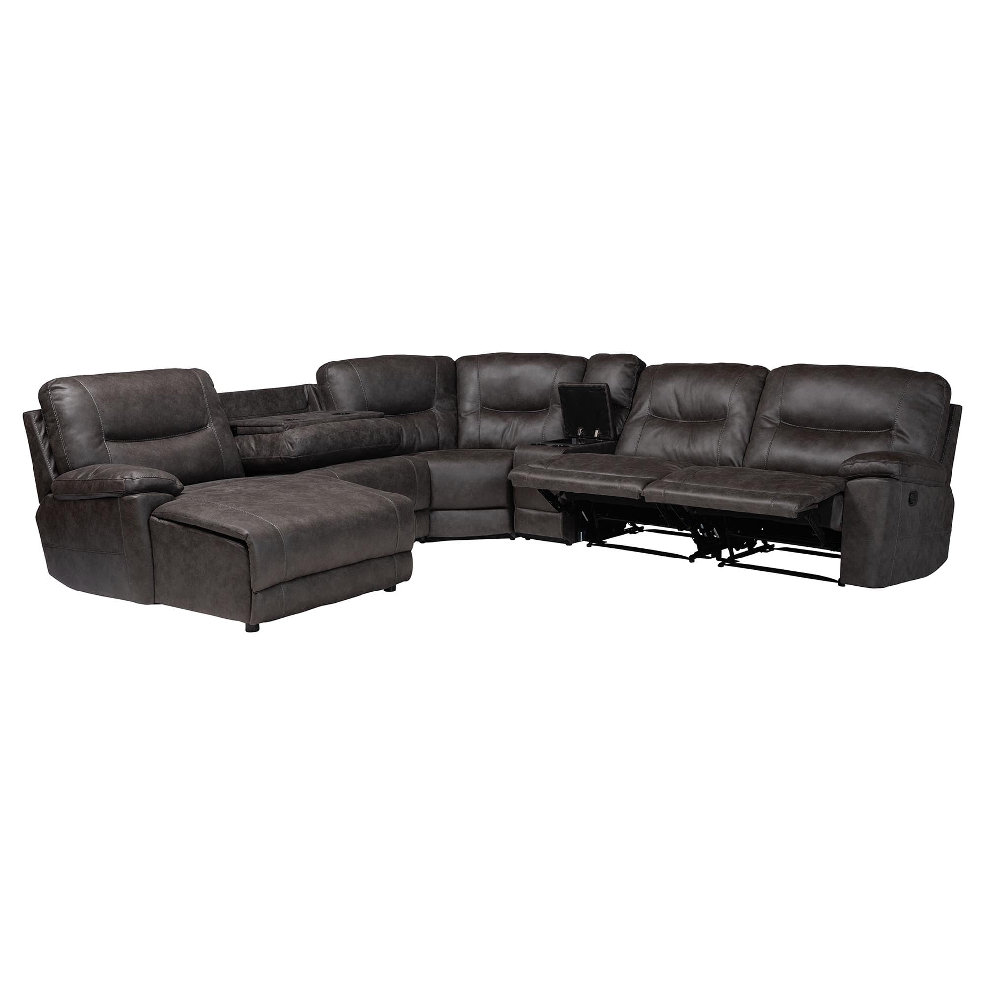 Baxton Studio Mistral Modern Modular Sofa, 6-Piece, Charcoal Grey