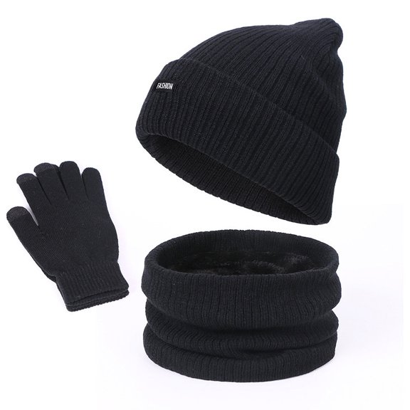 Hvmvliv Winter Gloves Set Women's Christmas Winter Set - Beanie, Neck Scarf & Touchscreen Gloves - Ideal Holiday Gift Package Black