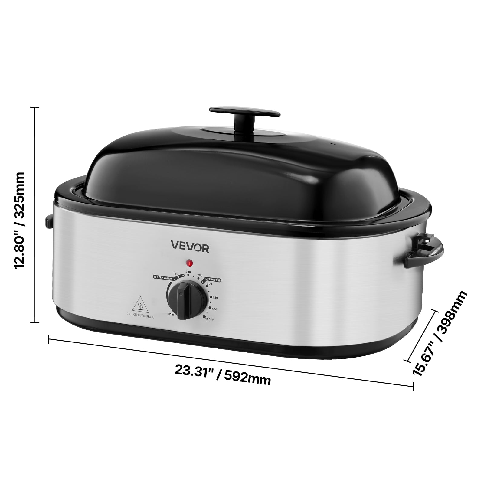 VEVOR Roaster Oven, 22QT Electric Roasting Pan,150-450℉ Adjustable Temperature Multifunctional Electric Roaster Oven with Self-Basting Lid, Defrost & Warm Function for Holiday Meal, Fits 26lb Turkey