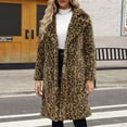 thumbnail image 4 of Levmjia Womens Winter Coat Trendy Fleece Jacket Ladies Warm Faux Furry Long Coat Jacket Winter Leopard Print V-neck Thick Outerwear, 4 of 9
