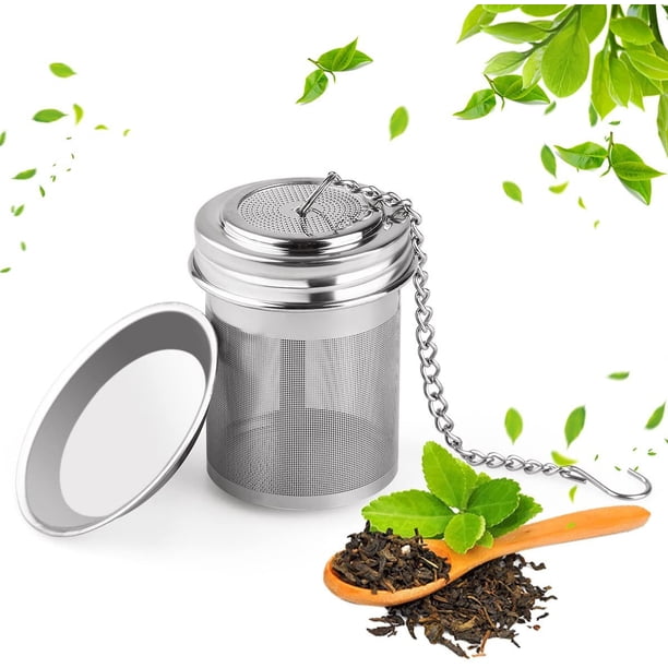 2 Piezas Filtro De Té De Acero Inoxidable 304 - Colador Ovalado Con Cadena, Malla Fina 0.2 Mm, Para Té Suelto, Especias Y Hierbas